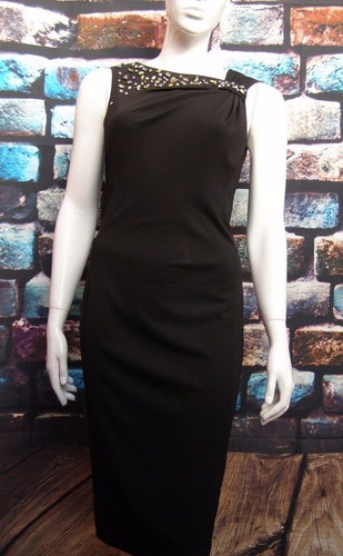 COAST SCHWARZ STRASS ASYMMETRISCHER AUSSCHNITT STRETCH BLEISTIFT/WACKEL KLEID Gr. 12 - Bild 3 von 7