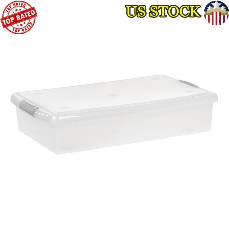 40qt Clear Stackable Under Bed Storage Bins with Lids Durable Organization