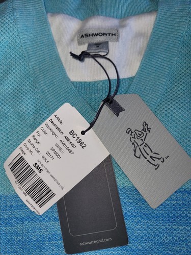 Nuevo con etiquetas Suéter Ashworth Golf Cuello en V Para Hombre Talla Med Azul Colorblock - Imagen 7 de 9