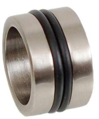 MEXX UNISEX STAINLESS STEEL MATTE BRUSH SILVER W/ RUBBER FINGER RING SIZE 7.5-8