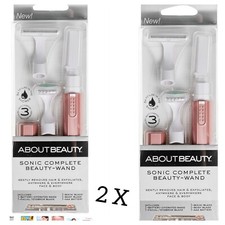2 PACK About Face Beauty Sonic Complete Beauty-Wand Facial Razor  Exfoliator