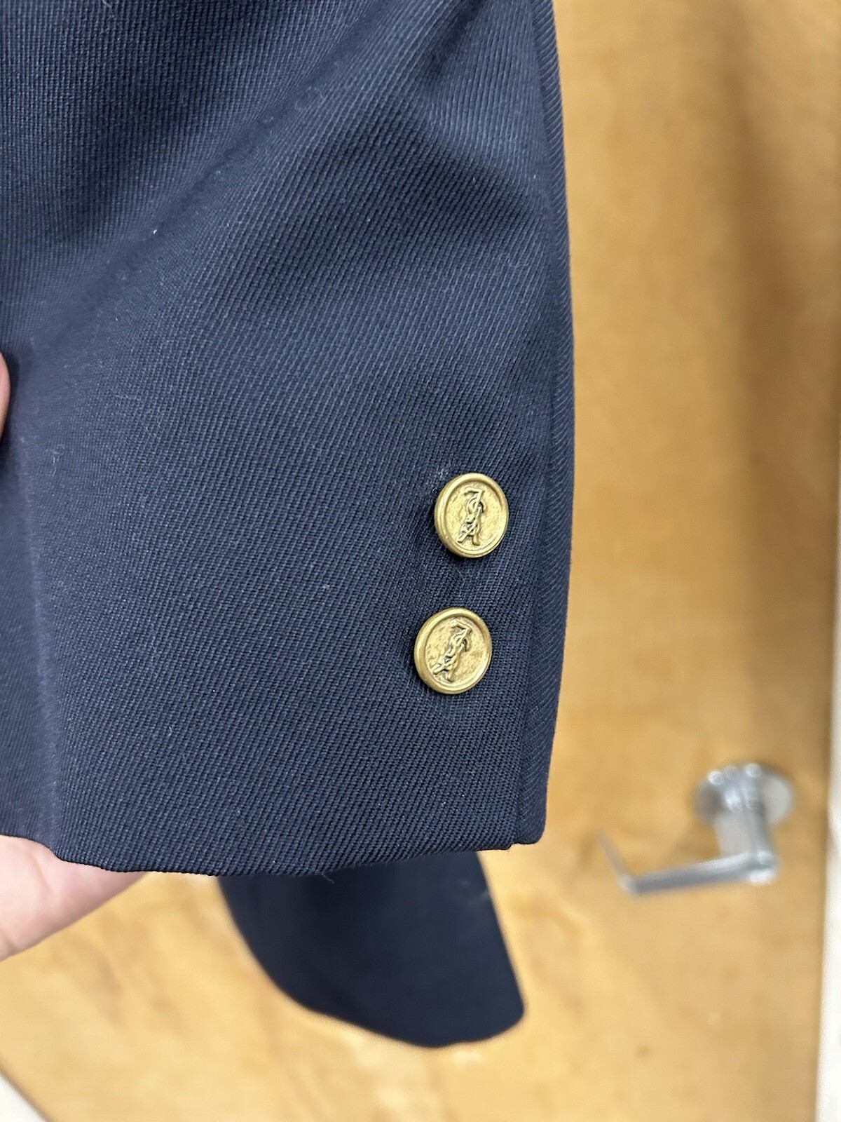 VINTAGE Yves Saint Laurent Blazer Doppiopetto Cappotto Sportivo Uomo 44 Blu YSL