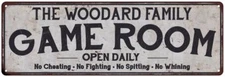 THE WOODARD FAMILY Personalized Game Room Country Metal  Sign 106180042772