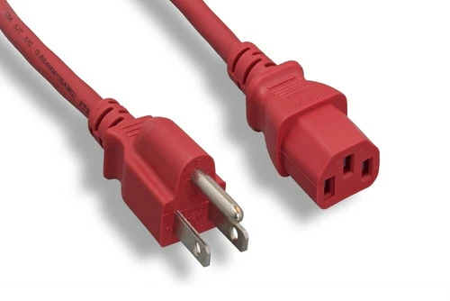 New NEMA5-15P to IEC-60320-C13 18AWG  Standard Power Cord  Red