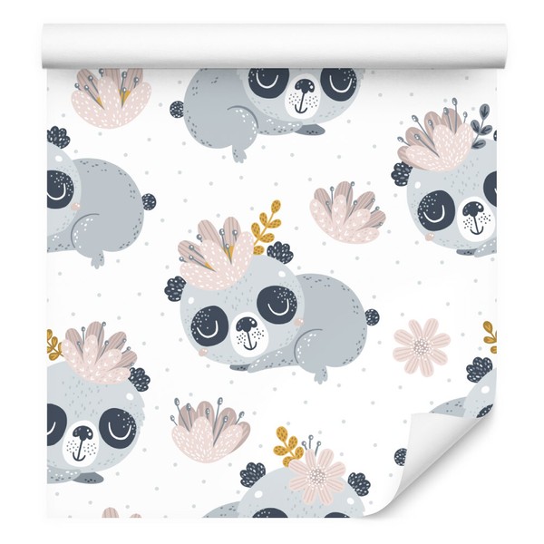 10M Vlies Blumen Tapete Kinderzimmer Pandas BläTter Punkte Xxl 2471-image