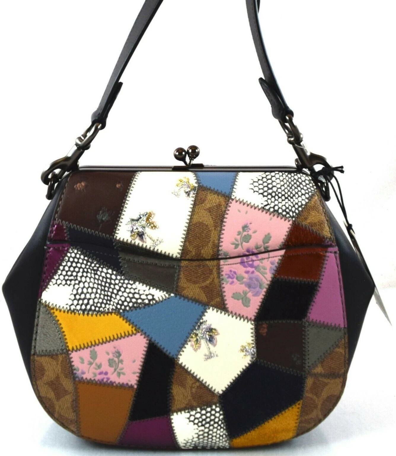 ?BORSA A TRACOLLA COACH FRAME SIGNATURE PELLE PATCHWORK MULTICOLORE SELLA?NUOVA CON ETICHETTE
