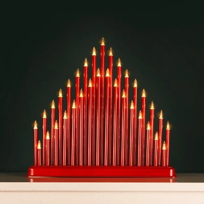 KINGFISHER Christmas Candle Bridge Arch Decoration LED Window Decor Red Home Pre-Lit Xmas