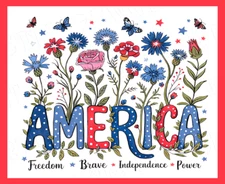 America Freedom Brave Independence Power Flowers Refrigerator  Fridge MAGNET