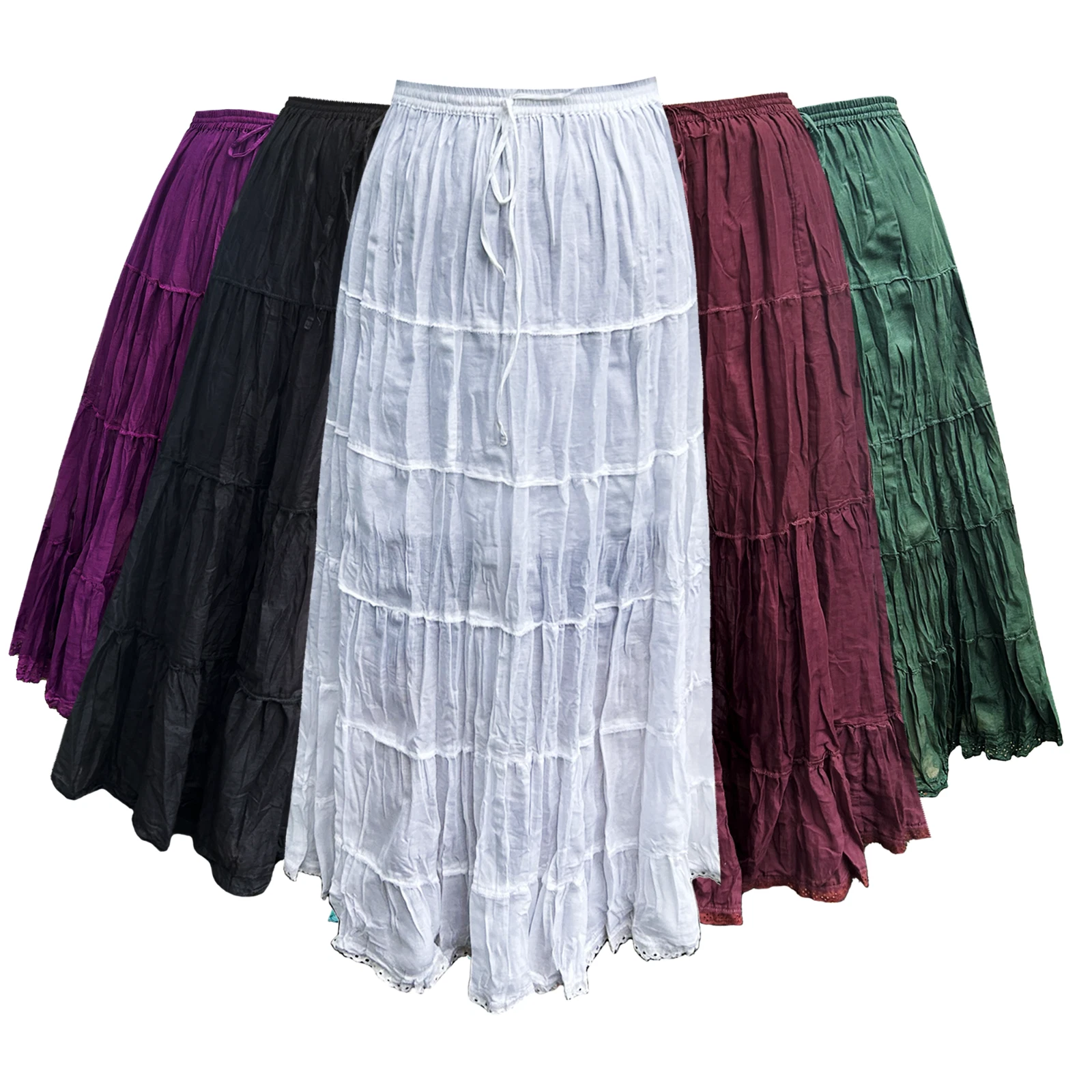 Womens Plain White 100%Cotton Long Skirt Stretch Waist Gypsy Elastic Long Knit
Opens in a new window