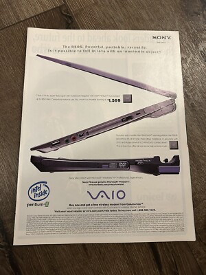 SONY VAIO R505 Poster Print Ad Photo 8  x 11  Computer Laptop Vintage
