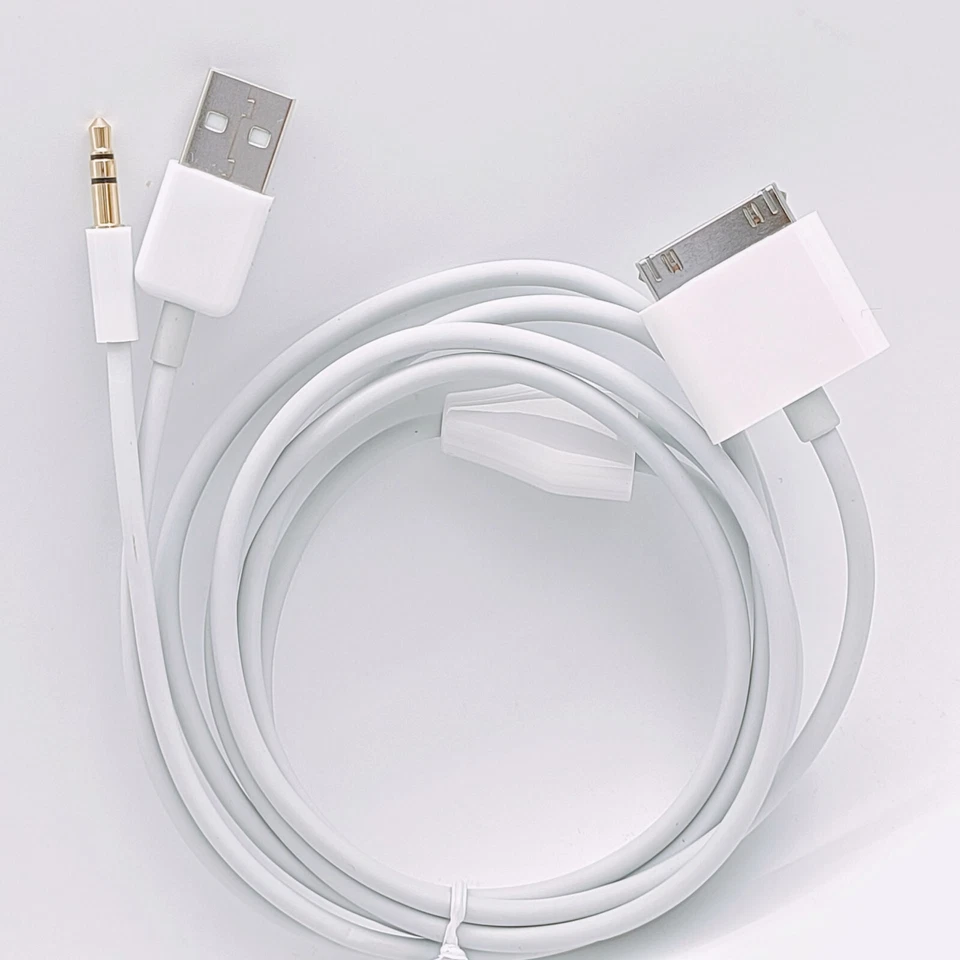 Cable cargador USB de audio auxiliar de 30 pines con base para automóvil de 3,5 mm para iPhone 3G 4G iPod Touch Foto 4 de 4