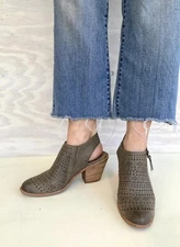 Sofft Tensley Pale Olive Leather Slingback Heeled Bootie/ Sandal Size 8.5 M