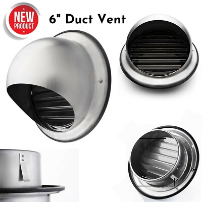 6in Duct Vent Wall Vent Cover Exterior Cap Silver Kitchen Exhaust Fan Range  Hood | eBay