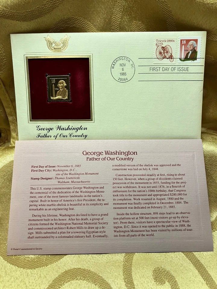 Golden Replicas United States Stamp 1985 George Washington Father of Our Country - Image 2 of 3