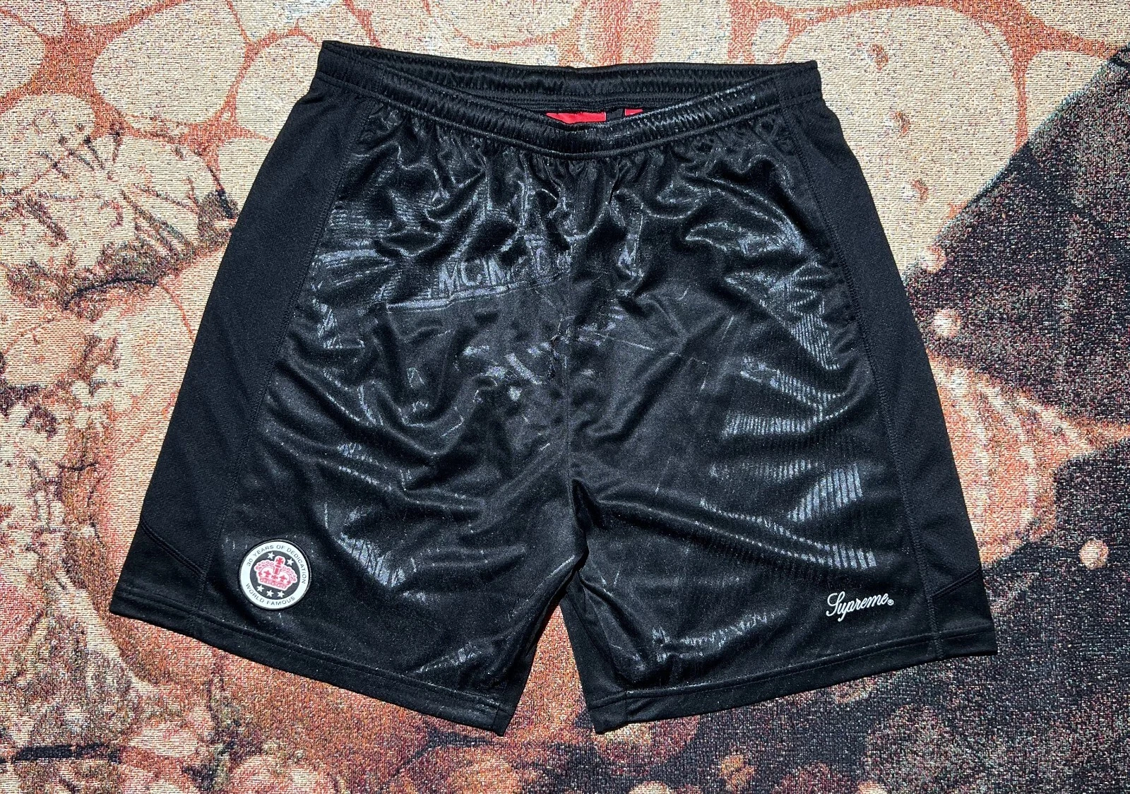 Short de football jacquard Supreme noir taille L neuf