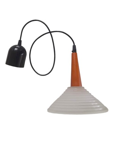 Lampadario sospensione piccola moderna vintage vetro legno luce interno cucina - Foto 1 di 5