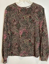 Vintage Pendelton Paisley Top Womens Size 18 Long Sleeve Blouse Office Academia