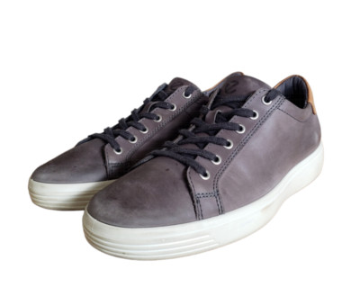 ECCO Men's Soft 7 Street Leather Lace-up Sneakers, Moonless/Amber, Size 8-8.5/42