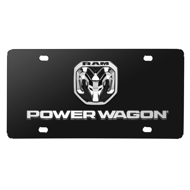 2019 RAM Power Wagon 3D Dual Logo on 12"X6" Black Stainless Steel
