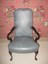 classic leather soft blue wing back chair cherry georgian court queen anne legs
