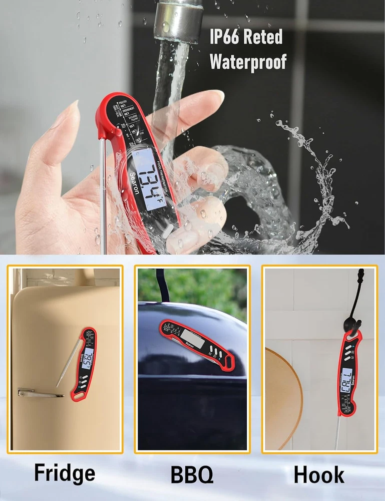 Meat Thermometer,Digital Food Thermometer with Instant Read Out,Backlight and Wa