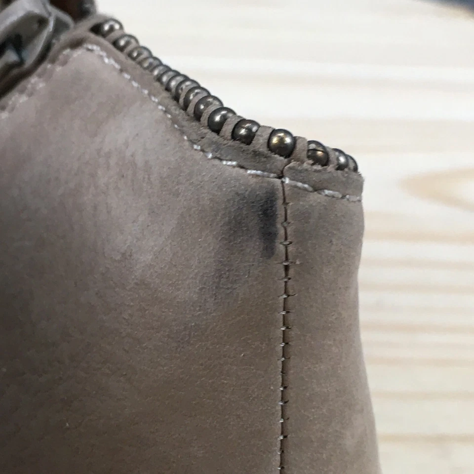 Botas Lucky Brand para mujer 7 M Perrma con cuentas cremallera lateral botín al tobillo cuero beige Foto 4 de 4