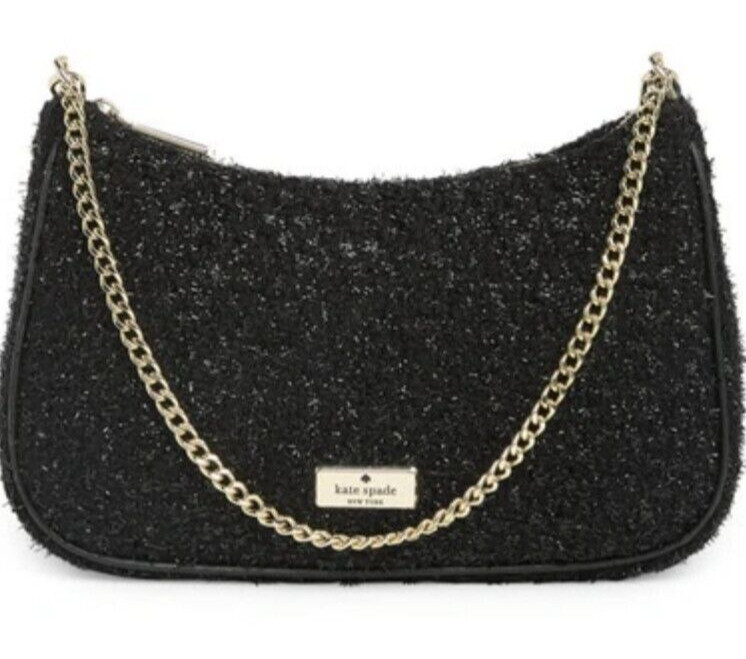 kate spade- Tinsel Tweed Textile Convertible Crossbody- Black Tinsel- NWT- $359