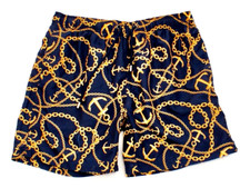 Franks Navy Blue  Gold Gianni Print Swim Shorts Trunks Men's M