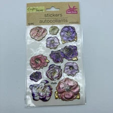Rose Flower Stickers 3D Metallic Puffy Dimensional Scrapbooking Granny Core
