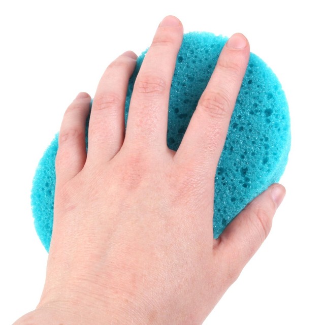 3x Exfoliating Bath Sponges Body Massage Sponge Scrubber Blue Grey White Set UK for sale online