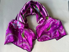 Vintage 1960s VERA Neumann Purple Green Stripes Paisley 15 x 44 in. silk SCARF