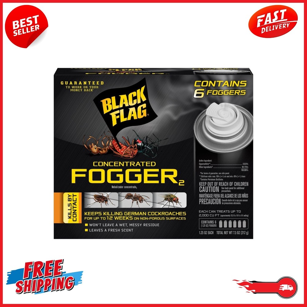 One Pack of Black Flag Indoor CONCENTRATED FOGGER Bomb Kill Roache Bug Fleas