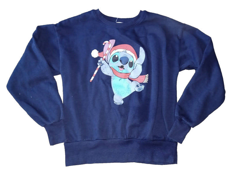 🍬🌲Women's XS Disney's Stitch Christmas Sweat Shirt Top Sweatshirt Holiday Blue
