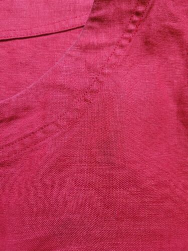 Lauren Ralph Lauren Womens Sz Large Linen Top Shirt Red Lace Up Roll Tab Sleeve - Picture 20 of 21