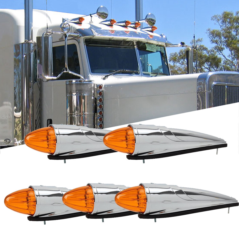 5x 17 LED Amber Torpedo Cab Roof Top Marker Light For