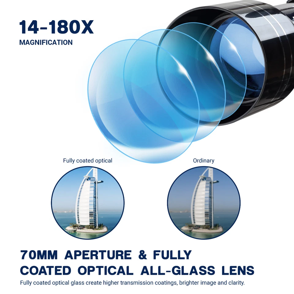 Teleskop Kinder Einsteiger 360/70mm Teleskop Astronomie mit Verstellbarem Stativ - Bild 2 von 4