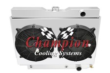 Al 3 Row Radiator Ps Notched12 Fansshroud For 1959-1963 Chevrolet Impala