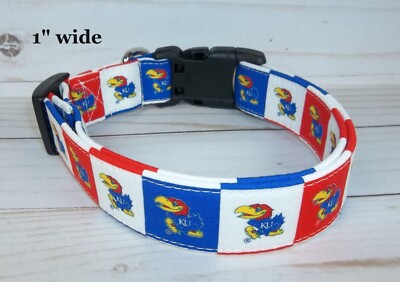 Kansas Jayhawks Terri's Dog Collar custom made adjustable fabric KU #2