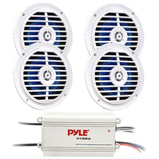 Pyle PLMRMB4CW 4-Channel Marine Bluetooth Amplifier, 4x 5.25" 100 Watts Speakers