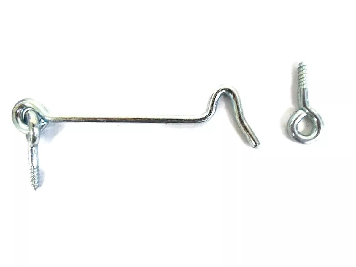 50mm 2 Inch Cabin Hook And Eye Zinc Chrome Gate / Cupboard Latch