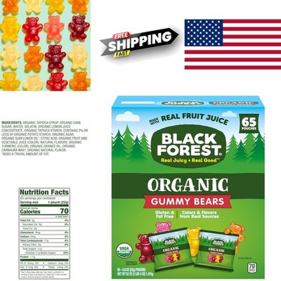 USDA Organic Gummy Bears 65 Count Assorted Flavors Cherry Lemon Pineapple Apple
