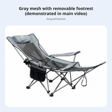 Image of Reclining Camp Lounger Foldable Design Lounge Chair Includes Headrest Pillow