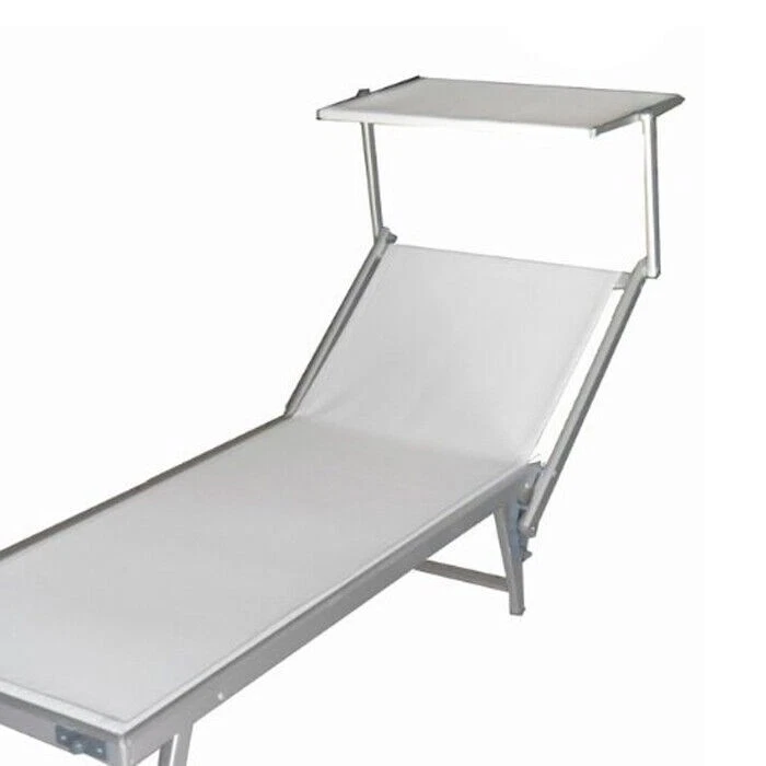 Lettino Prendisole Alluminio Pieghevole LIDO Spiaggia Giardino Bianco 190x60x40 - Immagine 4 di 4