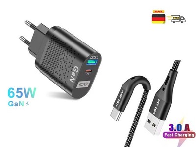 GaN Schnellladegerät, 65W, USB Typ-C Ladegerät, PD 3.0 Schnellladung
