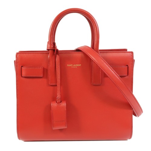 SAINT LAURENT YSL Sac De Jour Nano 2way Shoulder Bag Calfskin Leather Red