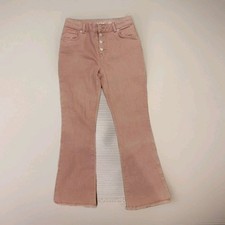 Cat & Jack Girls Size 16 Flare Leg Pink Denim Jeans Raw Hem 