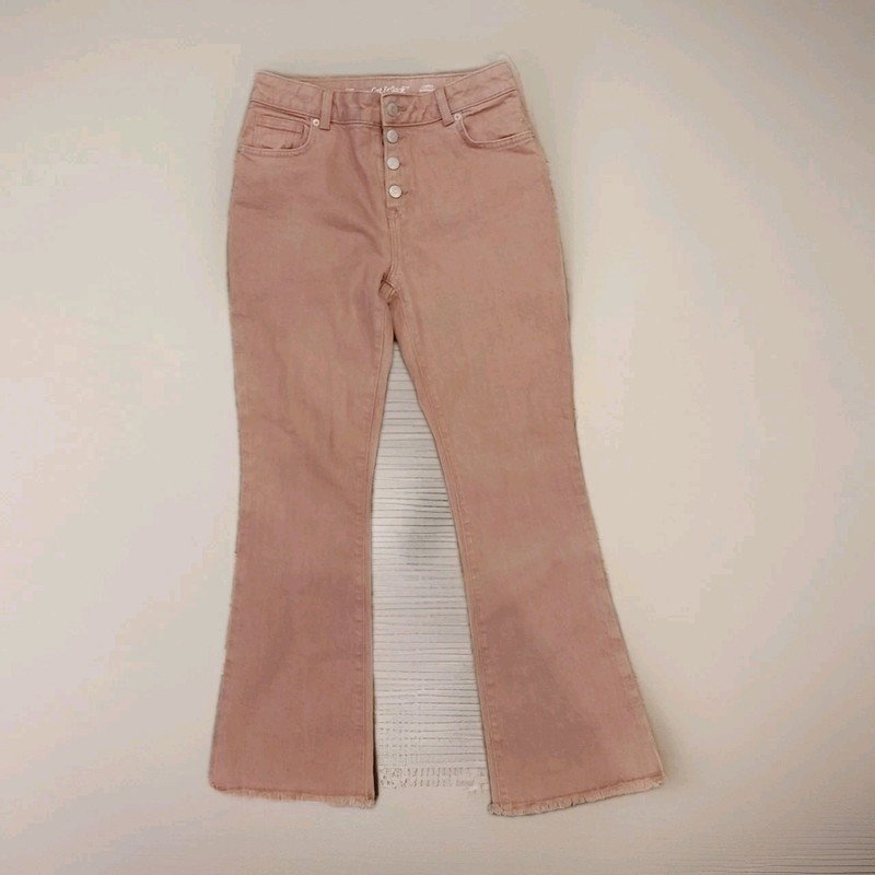 Cat And Jack Pink Flared Jeans Girls Size 16 Raw Hem