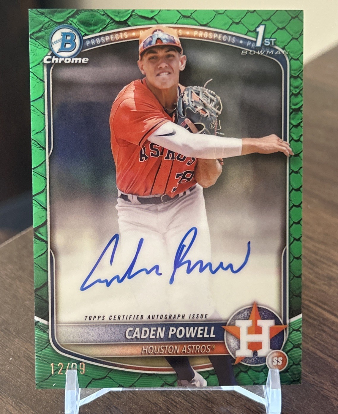 2025 Bowman Chrome Prospect Auto Caden Powell #CPA-CPO Green Reptilian 28/99