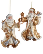 Kurt Adler Set Of 2 Celestial Santa Ornaments Gold Os