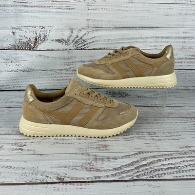 Gola Classics Chicago Glimmer Womens Sz 9 Sneakers Oat Tan Gold